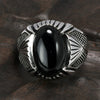 Natural Black Onyx 925 Sterling Silver Turkish Gothic Ring