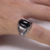 Natural Black Onyx 925 Sterling Silver Turkish Gothic Ring