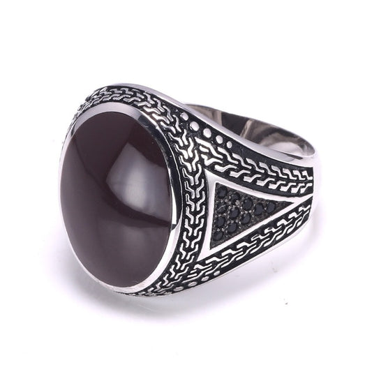 Agate Stone 925 Sterling Silver Turkish Vintage Ring