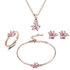 Cubic Zirconia Paw Necklace, Bracelet, Earrings & Ring Jewelry Set