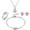 Cubic Zirconia Paw Necklace, Bracelet, Earrings & Ring Jewelry Set
