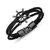 Ship Steering Wheel Fashion Leather Charm Bracelet