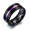 Rainbow Tungsten Carbide and Purple Bow Zircon Rhinestones Wedding Ring Set