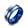 Blue & Silver Tungsten Carbide and White Zircon Rhinestones Engagement Wedding Ring Set