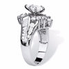 Double Row Zircon Tungsten Carbide and Pear-shaped Zircon Wedding Ring Set