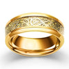 Gold-plated Celtic Dragon and Heart Zirconia Engagement Wedding Ring Set