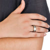 His & Hers Titanium Ring Set with Cubic Zirconia Engagement Wedding Bands