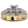 Gold & Silver Plated Cubic Zirconia Tungsten His & Hers Wedding Ring Set