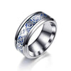 His & Hers Wedding Bands Blue and Silver Celtic Dragon Inlay and Zirconia Rings Set