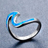 Ocean Wave Blue Opal Stone 925 Sterling Silver Charm Ring