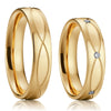 Gold Plated Titanium Steel and Cubic Zirconia Wedding Bands Set