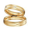 Gold Plated Titanium Steel and Cubic Zirconia Wedding Bands Set