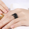 His & Hers Double-Row Cubic Zirconia Band and Black Cubic Zirconia Wedding Ring Set
