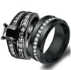 Cubic Zirconia Inlay Tungsten Carbide Band and Cubic Zirconia Wedding Ring Set