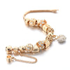 Crystal Heart Charm & Gold Beads Fashion Bracelet