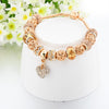 Crystal Heart Charm & Gold Beads Bracelet
