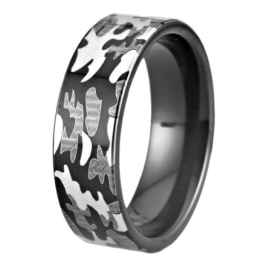 8mm Camo Design Military Tungsten Carbide Wedding Band