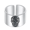 Adjustable Highly-Polished Skull Signet Sterling Silver Fashion Ring