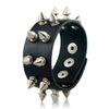 Gothic Two-Row Metal Cone Spikes Leather Bracelet