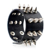 Gothic Three-Row Metal Cone Spikes Leather Bracelet