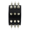 Gothic Three-Row Metal Cone Spikes Leather Bracelet
