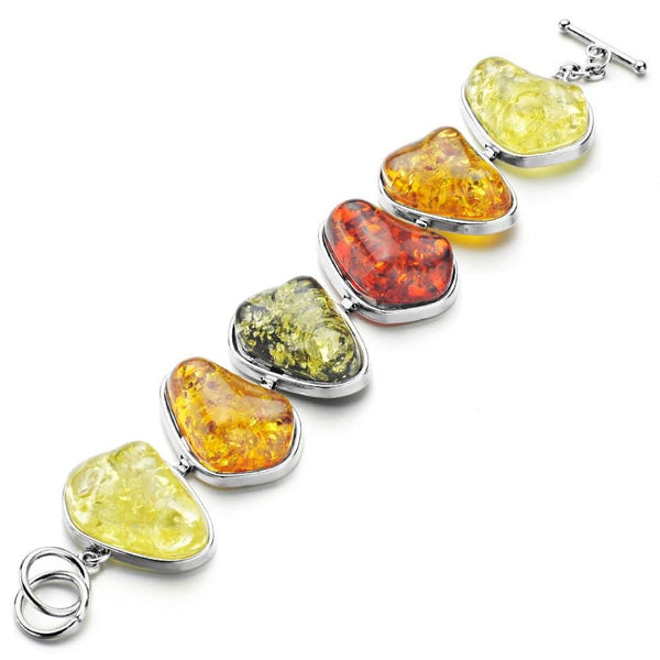 Multicolored Pear-Shaped Baltic Synthetic Amber Bracelet