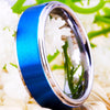 Matte Blue & Silver Tungsten Carbide Wedding Band