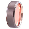 8mm Silver & Rose Gold Matte Tungsten Carbide Wedding Band