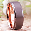 8mm Silver & Rose Gold Matte Tungsten Carbide Wedding Band