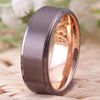 8mm Silver & Rose Gold Matte Tungsten Carbide Wedding Band