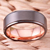 8mm Silver & Rose Gold Matte Tungsten Carbide Wedding Band