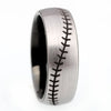 8mm Silver Brushed Matte with Baseball Pattern Tungsten Carbide Wedding Band