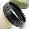 Diagonal Grooves Tyre Black Tungsten Carbide Wedding Band