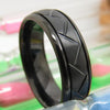 Diagonal Grooves Tyre Black Tungsten Carbide Wedding Band