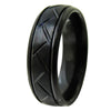 Diagonal Grooves Tyre Black Tungsten Carbide Wedding Band