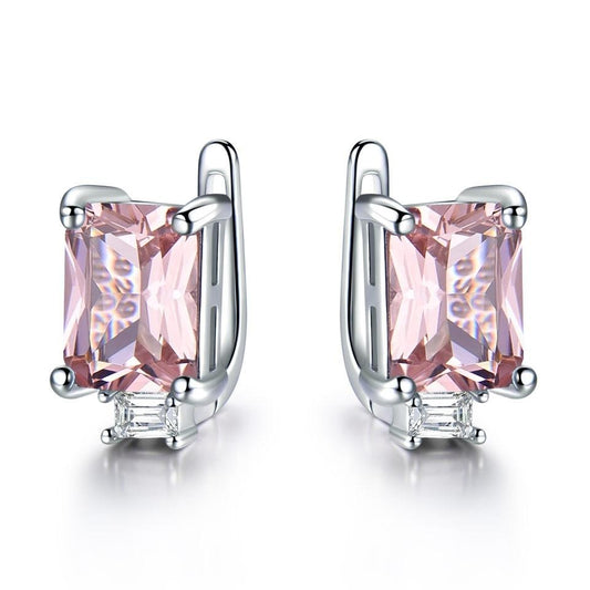 Radiant Cut Gemstone 925 Sterling Silver Clip Earrings