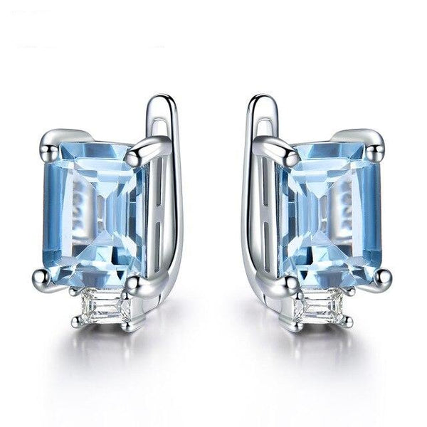 Radiant Cut Gemstone 925 Sterling Silver Clip Earrings