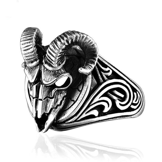 Sheep Skull 925 Sterling Silver Biker Vintage Ring