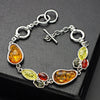 Elegant Multicolor Baltic Synthetic Amber Link Chain Bracelet