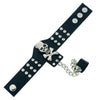 Gothic Skeleton Skull, Chain Link and Rivet Leather Bracelet