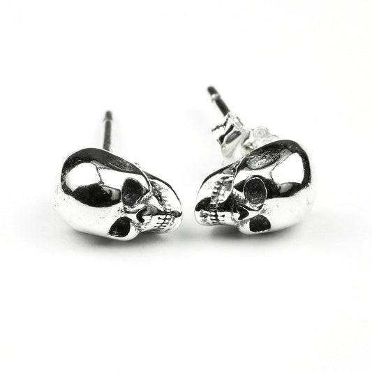 Gothic Skull 925 Sterling Silver Stud Earrings