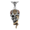 Gothic Skull, Snake, and Buddha 925 Sterling Silver Biker Vintage Pendant Necklace