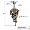 Gothic Skull, Snake, and Buddha 925 Sterling Silver Biker Vintage Pendant Necklace