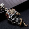 Gothic Skull, Snake, and Buddha 925 Sterling Silver Biker Vintage Pendant Necklace