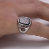 Natural Black Onyx Stone Rose Gold Plated 925 Sterling Silver Turkish Vintage Ring