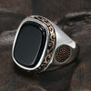 Natural Black Onyx Stone Rose Gold Plated 925 Sterling Silver Turkish Vintage Ring