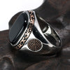 Natural Black Onyx Stone Rose Gold Plated 925 Sterling Silver Turkish Vintage Ring