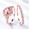 Rose Gold Morganite & Cubic Zirconia 925 Sterling Silver Wedding Band