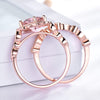 Rose Gold Morganite & Cubic Zirconia 925 Sterling Silver Wedding Band