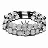 8mm Micro Pave Cubic Zirconia Ball Beads & Crown Charm Bracelet